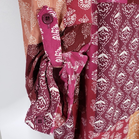 Jones Co Dress 3X Pink Red Patchwork Midi Floral Mixed Print Boho Bloomcore - Picture 8 of 9